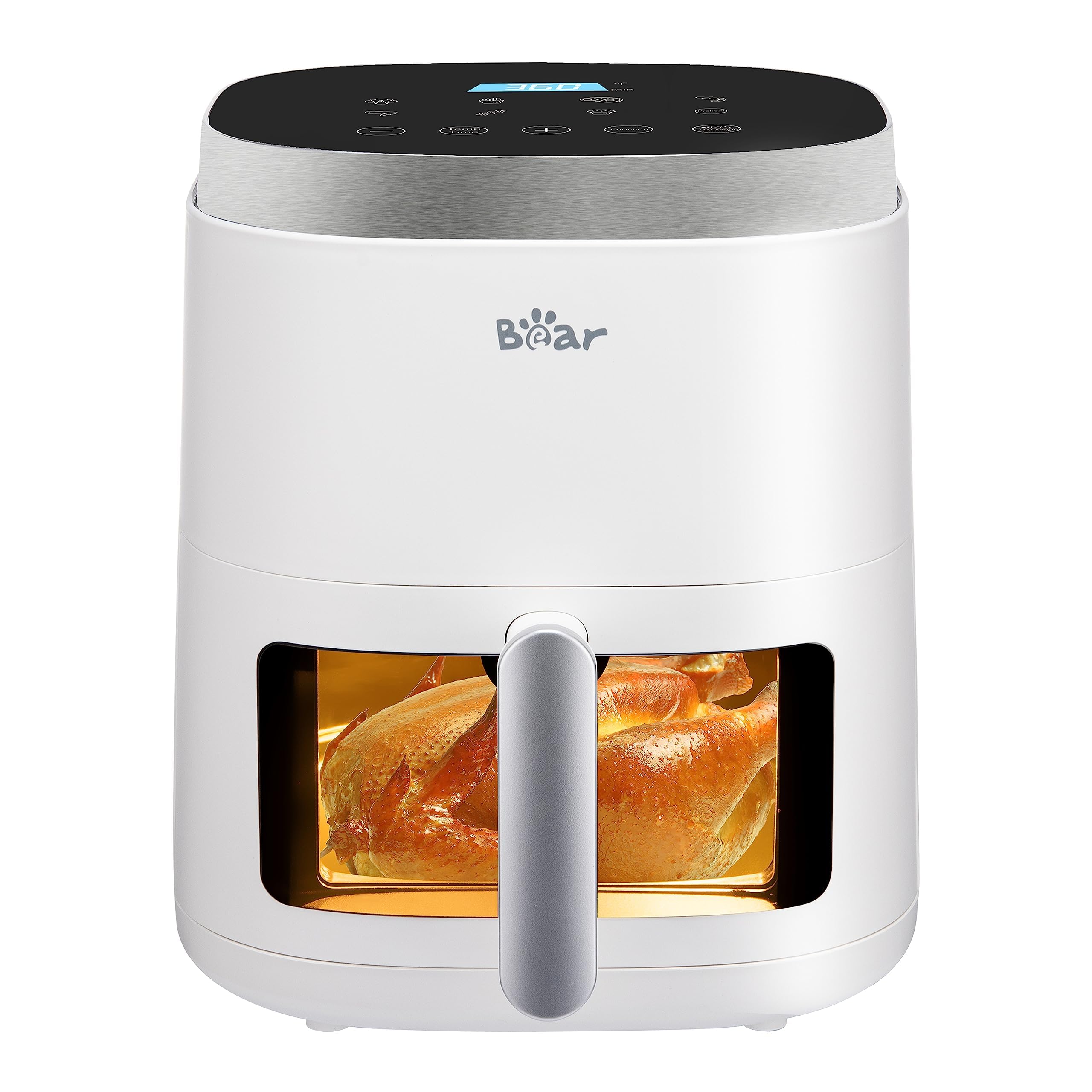Bear Air Fryer for Home with Toaster Grill 5L 1500W with Transparent Cooking Window 90% Less Fat Cooker with 8 Presets Menus for India Cooking, Touch Control Temp & Timer with Nonstick Tray Bear Air Fryer for Home with Toaster Grill 5L 1500W with Transparent Cooking Window 90% Less Fat Cooker with 8 Presets Menus for India Cooking, Touch Control Temp & Timer with Nonstick Tray